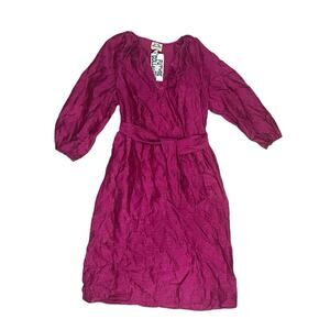 NEW Future Collective Size S Jenny K Lopez Belted Dress Jacquard Puff Sleeve